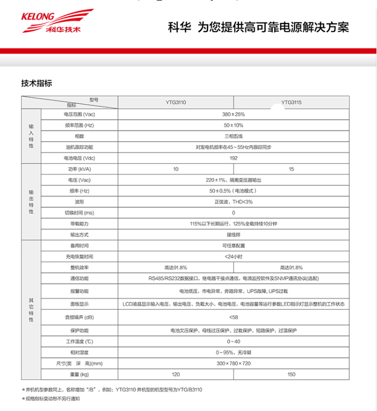 科华UPS,YGT系列,参数 科华UPS,YGT系列,参数